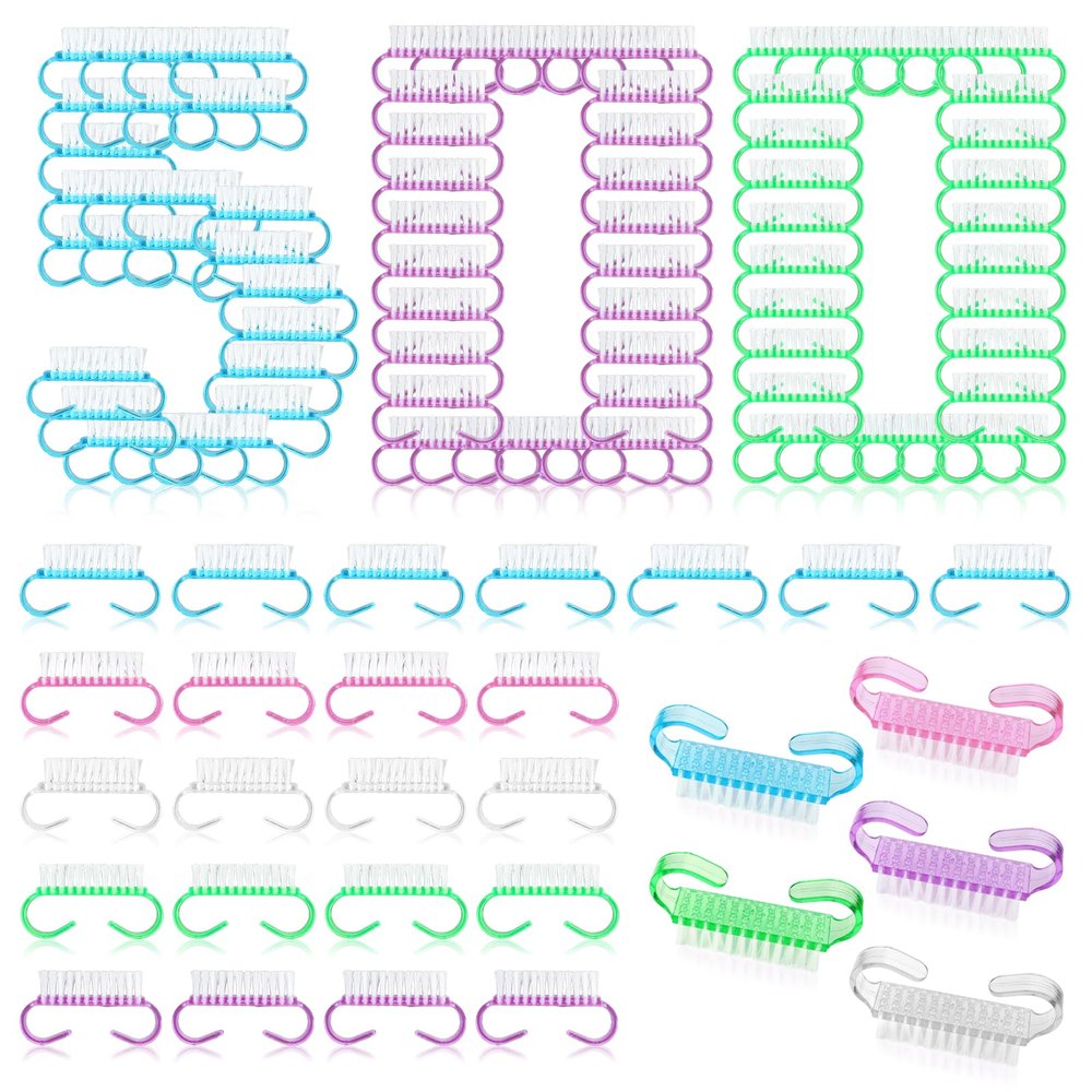 500 Pcs Handle Grip Nail Brush, Nail Brushes Fingernail Scrub Cleaning Brushes for Toes and Nails Cleaner, Pedicure Manicure Brush Bulk for Women Men Girls