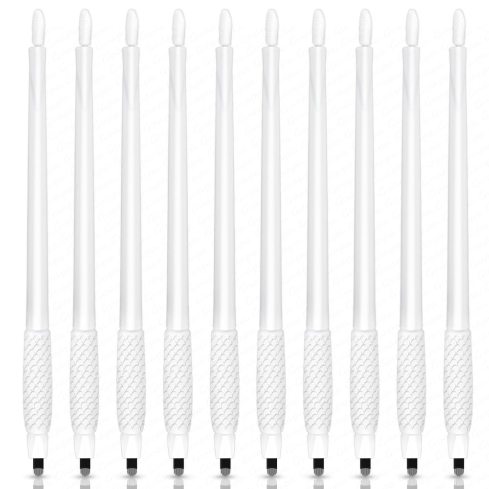 10PCS Disposable Microblading Eyebrow Pen  Nano Blade Tattoo Hand Tool with Pigment Sponge for Precise Brow Shaping (10PCS White Pen 0.15 18U-Type B)