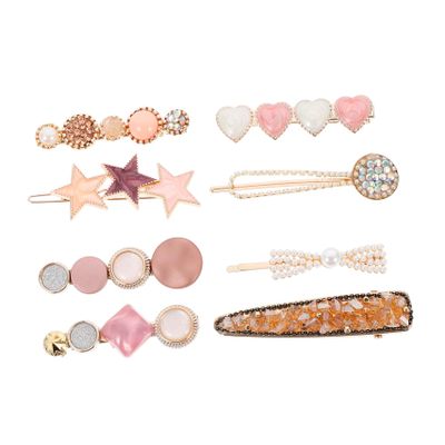 Didiseaon Craft Girl Pearl Hair Barrettes 8pc Women Hair Clip Set Acetate Pearl for Wedding