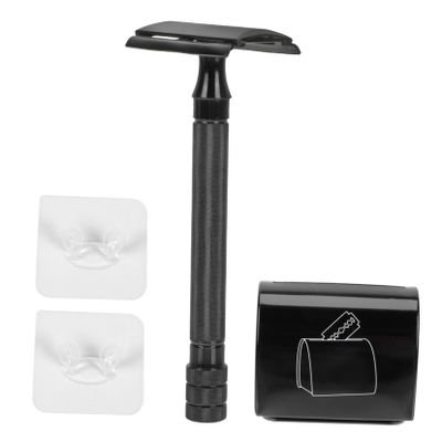 FOYTOKI 1set Vintage Manual Shaver Set Double-sided Razor Kit for Men Beard Care Kit Clipper Stand