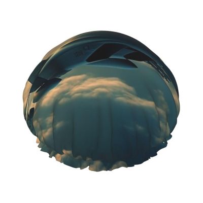Aircraft Fighter Jets Shower Cap For Women Reusable Double Layers Bathing Bath Cap Hair Caps Waterproof Elastic Band Ladies Spa Salon Shower Hat Hair Caps