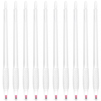 10PCS Disposable Microblading Eyebrow Pen  Nano Blade Tattoo Hand Tool with Pigment Sponge for Precise Brow Shaping (10PCS White Pen 0.15 18U-Type A)