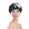Alpaca Llama Shower Cap For Women Reusable Double Layers Bathing Bath Cap Hair Caps Waterproof Elastic Band Ladies Spa Salon Shower Hat Hair Caps view 3