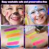 Glow in the Dark Face Body Painting, Glow Blacklight Face & Body Paint Makeup, Mardi Gras Halloween UV Crayon Kit Black Light Birthday Party Camouflage Party Supplies (24 color) view 3