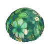 Abstract Seasonal Green Floral Shower Cap For Women Reusable Double Layers Bathing Bath Cap Hair Caps Waterproof Elastic Band Ladies Spa Salon Shower Hat Hair Caps view 1