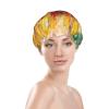Abstract Sunflower Multicolor Shower Cap For Women Reusable Double Layers Bathing Bath Cap Hair Caps Waterproof Elastic Band Ladies Spa Salon Shower Hat Hair Caps view 3
