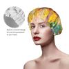 Abstract Sunflower Multicolor Shower Cap For Women Reusable Double Layers Bathing Bath Cap Hair Caps Waterproof Elastic Band Ladies Spa Salon Shower Hat Hair Caps view 4