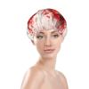 Abstract Heart Shower Cap For Women Reusable Double Layers Bathing Bath Cap Hair Caps Waterproof Elastic Band Ladies Spa Salon Shower Hat Hair Caps view 3