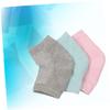 Ipetboom 3pcs Moisturizing Gel Heel Sleeves with Open Toe Design for Dry Cracked Skin Breathable Foot Care Socks in Light Green Pink and Grey for Men and Women view 4
