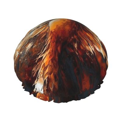 Abstract Phoenix Shower Cap For Women Reusable Double Layers Bathing Bath Cap Hair Caps Waterproof Elastic Band Ladies Spa Salon Shower Hat Hair Caps
