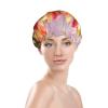 Alstroemeria Shower Cap For Women Reusable Double Layers Bathing Bath Cap Hair Caps Waterproof Elastic Band Ladies Spa Salon Shower Hat Hair Caps view 3