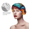 Abstract Colored Woman Face Shower Cap For Women Reusable Double Layers Bathing Bath Cap Hair Caps Waterproof Elastic Band Ladies Spa Salon Shower Hat Hair Caps view 4