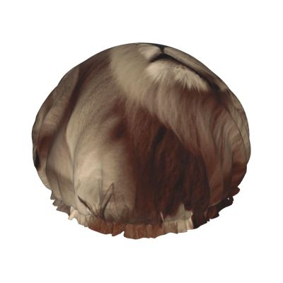 African Lion And Lioness Shower Cap For Women Reusable Double Layers Bathing Bath Cap Hair Caps Waterproof Elastic Band Ladies Spa Salon Shower Hat Hair Caps