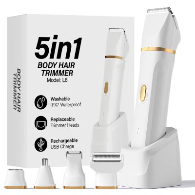 Bikini Trimmer for Women,5 in 1 Waterproof Electric Razors for Women Pubic Facial Nose Body Leg Hair Removal, Anniversary Birthday Christmas gifts for women self care, Stocking Stuffers for Teen Girls