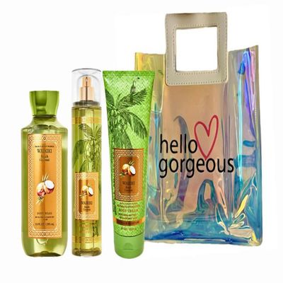 Waikiki Beach Coconut - White Barn - Bath Body/Work - 3 Piece Bundle - Premium Beauty - Full Size and Hello Gorgeous Gift Bag (Packaging May Vary)