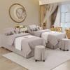 4pcs Beauty Salon Bedding Set Thick Bed Linens Sheets with Face Rest Hole,Massage Table Sheets Set for Salon Fumigation Light Coffee Square Bedside 180 * 60cm(70.8 * 23.6in) view 1