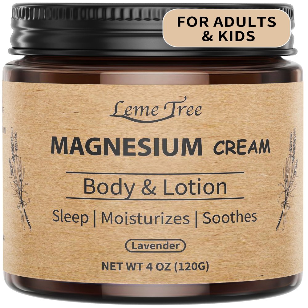 Magnesium Cream for Sleep, Topical Nighttime Magnesium Lotion, Soothing Relief & Relaxation, Magnesium Body Butter with Jojoba Oil, Shea Butter & Vitamin E, Apply to Legs, Arms or Chest, Safe for Kids
