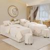 4pcs Beauty Salon Bedding Set Thick Bed Linens Sheets with Face Rest Hole,Massage Table Sheets Set for Salon Fumigation White Square Bedside 190 * 70cm (74.8 * 27.5in) view 1
