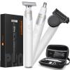 Trimcoo New Electric Beard & Nose Hair Trimmer Kit - Painless Razor with 12 in 1 Rotating Comb, Magnetic Nose Hair Head, Waterproof Wet/Dry, Groin/Ball Shaver for Men, USB-C Fast Charging,White(Pack) view 1