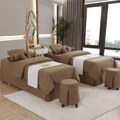 4pcs Beauty Salon Bedding Set Thick Bed Linens Sheets with Face Rest Hole,Massage Table Sheets Set for Salon Fumigation Coffee Square Bedside 180 * 70cm(70.8 * 27.5in)