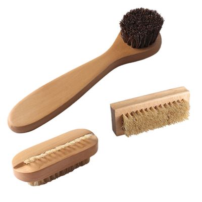 HOLIDYOYO 3PCS Wooden Pig Bristle Cleaning Brush Set Dual-Sided Hand and Nail Brush for Deep Cleaning for Personal Care and Household Use