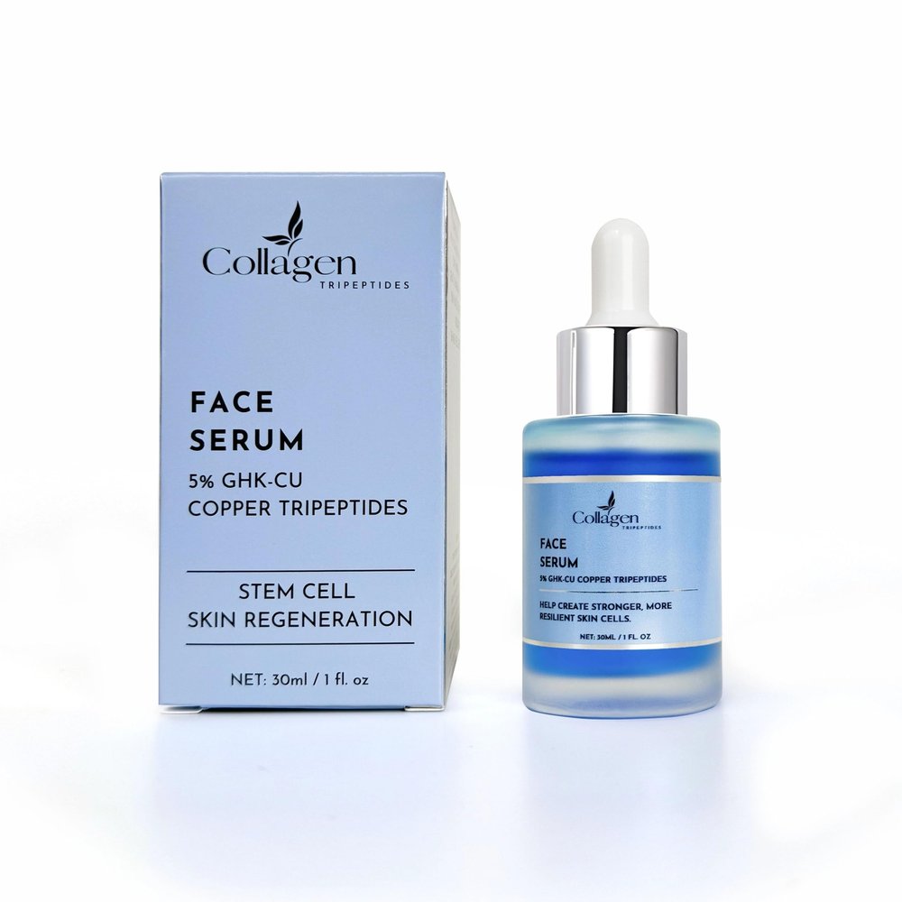 Collagen Tripeptides - 5% Copper Tripeptide GHK-Cu + Palmitoyl Tripeptides Face and Neck Serum Skin Revitalizer, Support Anti Wrinkle, Tightening, Collagen - For Men and Women