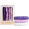 VLOMOT 3 Pcs Set 100% Pure Mulberry Silk Hair Scrunchies Hair Ties with 3 Chic Colors Everyday Skinny Scrunchies Silk Ponytail Holders Hair Care No Damage (Purple) view 1