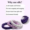 VLOMOT 3 Pcs Set 100% Pure Mulberry Silk Hair Scrunchies Hair Ties with 3 Chic Colors Everyday Skinny Scrunchies Silk Ponytail Holders Hair Care No Damage (Purple) view 4