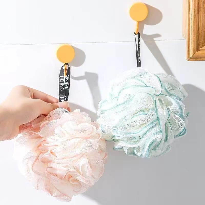 2pcs Bath loofah Sponge, exfoliating Body Scrub, Lace Design Bath loofah, Made of Environmentally Friendly Natural Egyptian loofah Cotton with Soft Sponge Balls