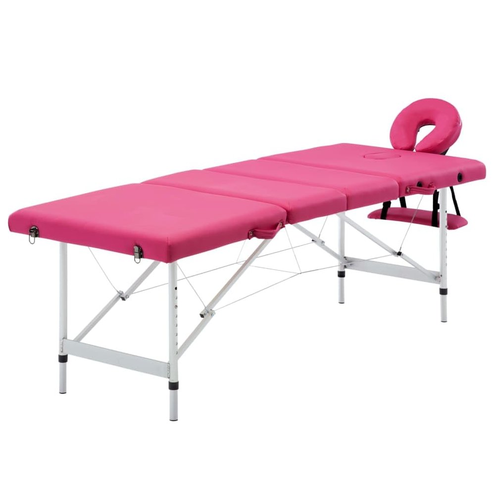 Foldable Massage Table 4 Zones Aluminum Pink 23,1KG