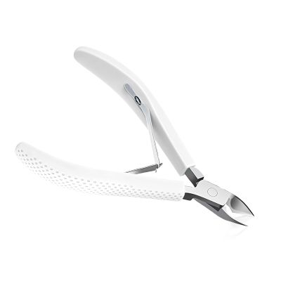 Criyar Fine Edge Cuticle Trimmer & Nippers, Scissor, Silicone Handle Carbon Steel Nail Tools for Precise Removal, Durable Washable Cuticle Cutter & Remover Nail Clippers (White 1PC)