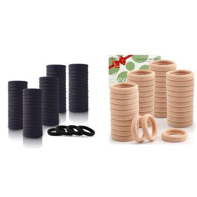 100PCS Hair Ties for Women Girls(Black+Light Blonde)