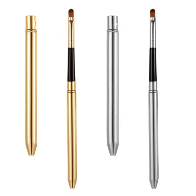 2 Pcs Lip Brush for Lipstick Retractable Lip Brush Applicator Lips Liner Brushes Lipstick Gloss Wands with Cover Cosmetic Tool Kits Professional Make Up Brushes for Travel Women Girls Gift Gold Silver