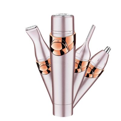 4-in-1 Electric Razor, USB Rechargeable, IPX5 Waterproof Hair Remover for Bikini Line Face Nose Eyebrow Private Part (Pink)