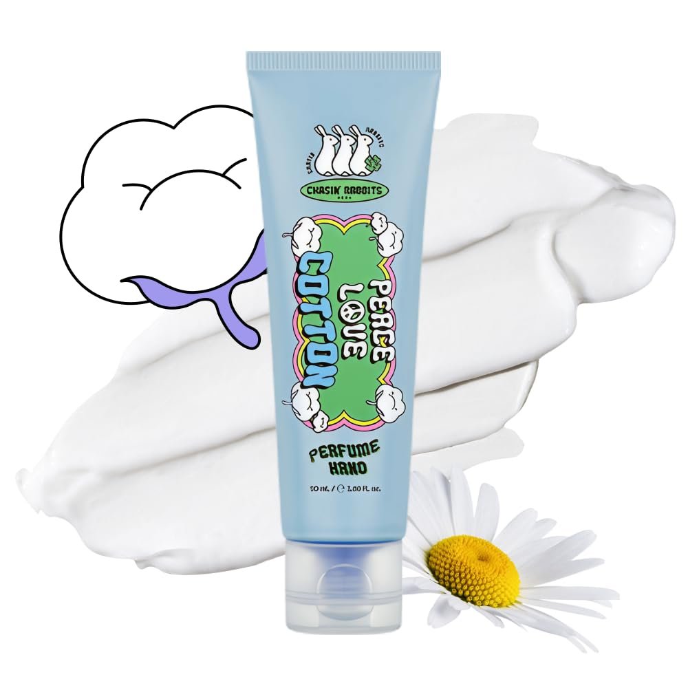 CHASIN' RABBITS Perfume Hand Cream Cotton Floral Scent 1.69 Fl Oz, Moisturizing Hand Lotion & Dry Hand Cream, Multi-Functional & Vegan Hand Moisturizer with Shea Butter