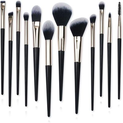 12pcs Makeup Brush Full Set Makeup Tool Set Black Gold Portable Soft Hair Makeup Brush