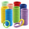 100PCS Hair Ties for Women Girls, Seamless Thick Hair Band, Elastic Hair Ties No Damage Ponytail Holder(Black+Rainbow Colors) view 3