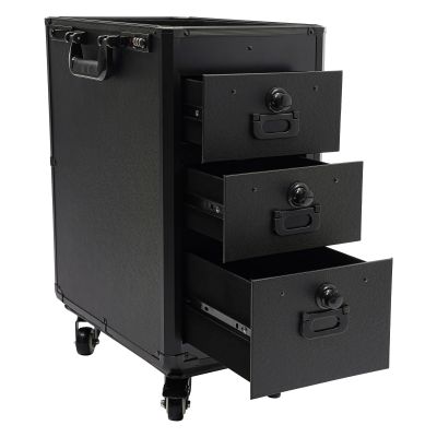 Dfmyhked Professional Rolling Makeup Train Case Large Capacity, 3-Drawer Design Salon Barber Case Traveling Cart with Wheels and Adjustable Pull Rod for Makeup Artists and Beauty Enthusiasts