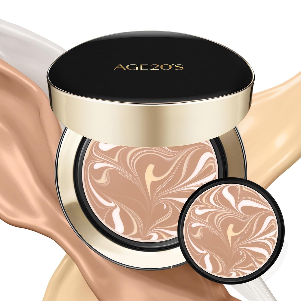 AGE20'S Signature Essence Pact SPF 50+ | Pack of 2 | 25N SAND | Cream Foundation, Dewy Finish, Natural Coverage | Korean Cushion Foundation