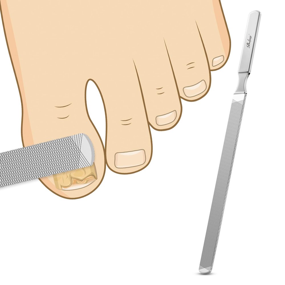 BALUCA Professional Stainless Steel Long Nail File for Thick Nails, Metal Fingernail Toenail File for Women, 4.72-Inch Filing Surface, Durable and Efficient Nail Care Tool (Silver, 1, Count, Coarse)