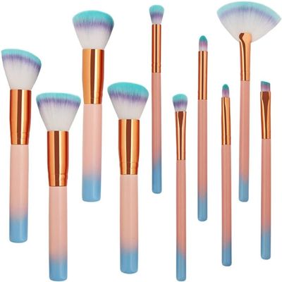 10pcs Makeup Brushes Set Foundation Powder Eye Shadow Blush Blending Lip Fan Make Up Brush Kit Cosmetic Tool Kit