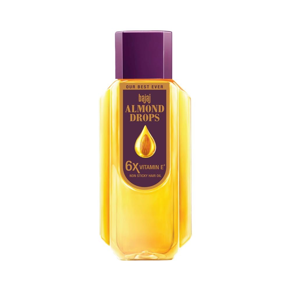 Bajaj Almond Drops Hair Oil, Almond Oil Enriched with 6X Vitamin E, Light and Non-Sticky, Hair Fall Control | 16.90 fl.oz (500ml)