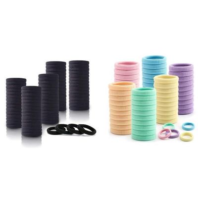 100PCS Black Hair Ties for Women Girls(Black+ Spring colors)