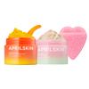 APRILSKIN Double Cleansing Duo with Heart Puff: Pink Aloe Facial Polish Cleanser, Carrotene IPMP Hydromelt Cleansing Balm & Heart-Shaped Puff view 1