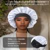 Satin Bonnet for Women Silk Bonnets for Sleeping Curly Hair Bonnet with Elastic Tie Band Reversible Double Layer Sleep Cap Hair Wrap (Silver Gray + Black) view 2