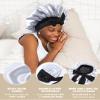 Satin Bonnet for Women Silk Bonnets for Sleeping Curly Hair Bonnet with Elastic Tie Band Reversible Double Layer Sleep Cap Hair Wrap (Silver Gray + Black) view 4