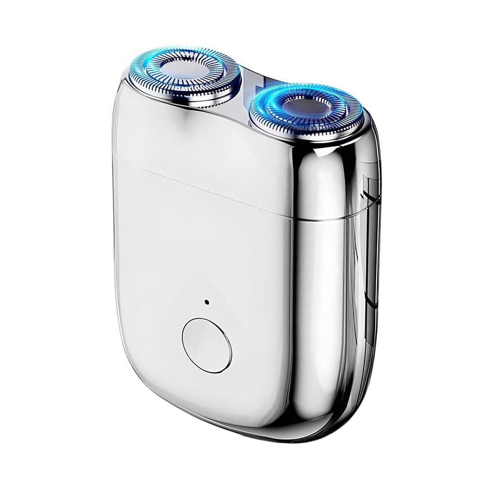 DJMAWEM Model Mini Dual-Head Electric Shaver, Dual Head Shaver, New Upgrade Pocket Shaver, USB Mini Shavers for Men, Washable Double Head Razor, Rechargeable Waterproof Electric for Men(Silver)