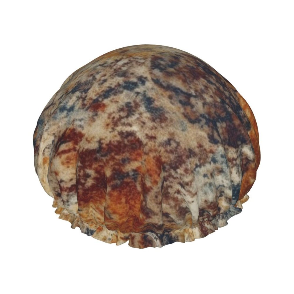 Abstract Granite Shower Cap For Women Reusable Double Layers Bathing Bath Cap Hair Caps Waterproof Elastic Band Ladies Spa Salon Shower Hat Hair Caps