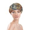 Abstract Granite Shower Cap For Women Reusable Double Layers Bathing Bath Cap Hair Caps Waterproof Elastic Band Ladies Spa Salon Shower Hat Hair Caps view 3