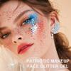 Holographic Face Glitter Gel Body Shimmer Makeup for for Hair, Face, Clavicle, Arm, Nail, Eyeshadow, Long Lasting Waterproof Mermaid Sequins Party Glitter for Rave Festival (USA Pride Body Glitter) view 3